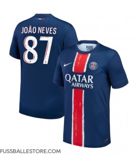 Günstige Paris Saint-Germain Joao Neves #87 Heimtrikot 2024-25 Kurzarm